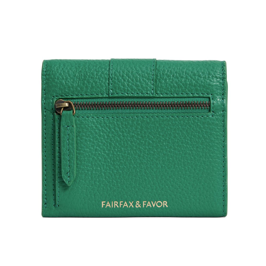 Fairfax and Favor Langford Button Purse - Clover Green Leather