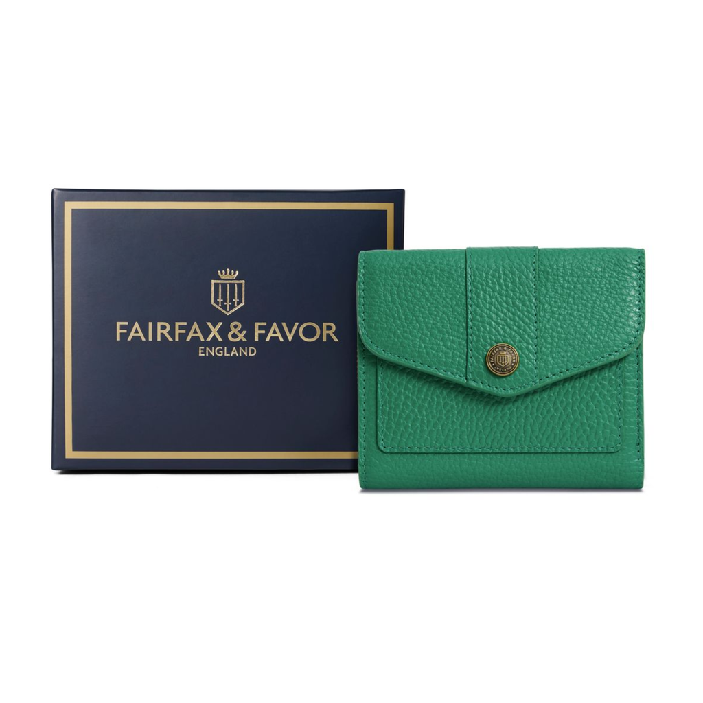 Fairfax and Favor Langford Button Purse - Clover Green Leather