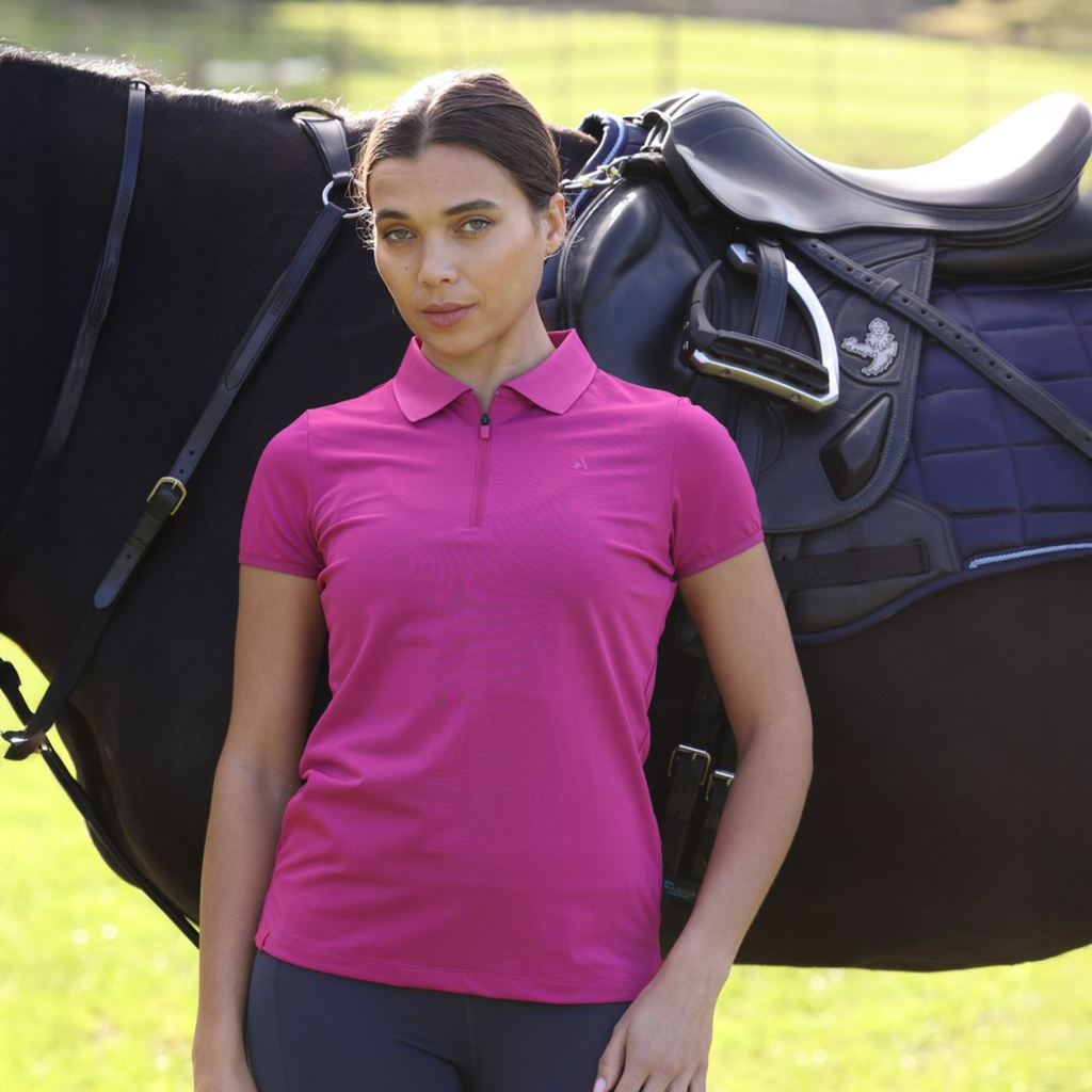 Aubrion Ladies React Tech Polo - Fuchsia
