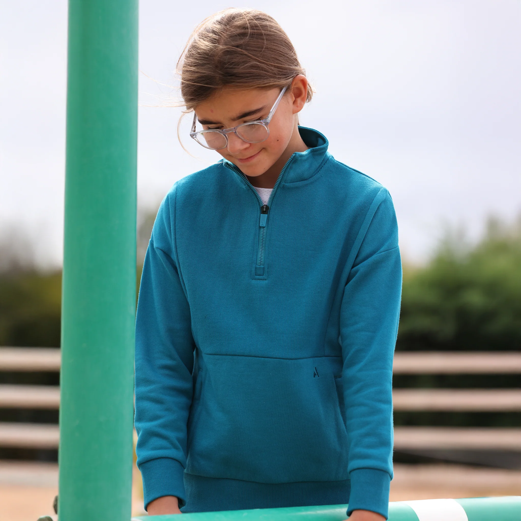 Aubrion React Young Rider Quarter Zip Sweater - Kingfisher
