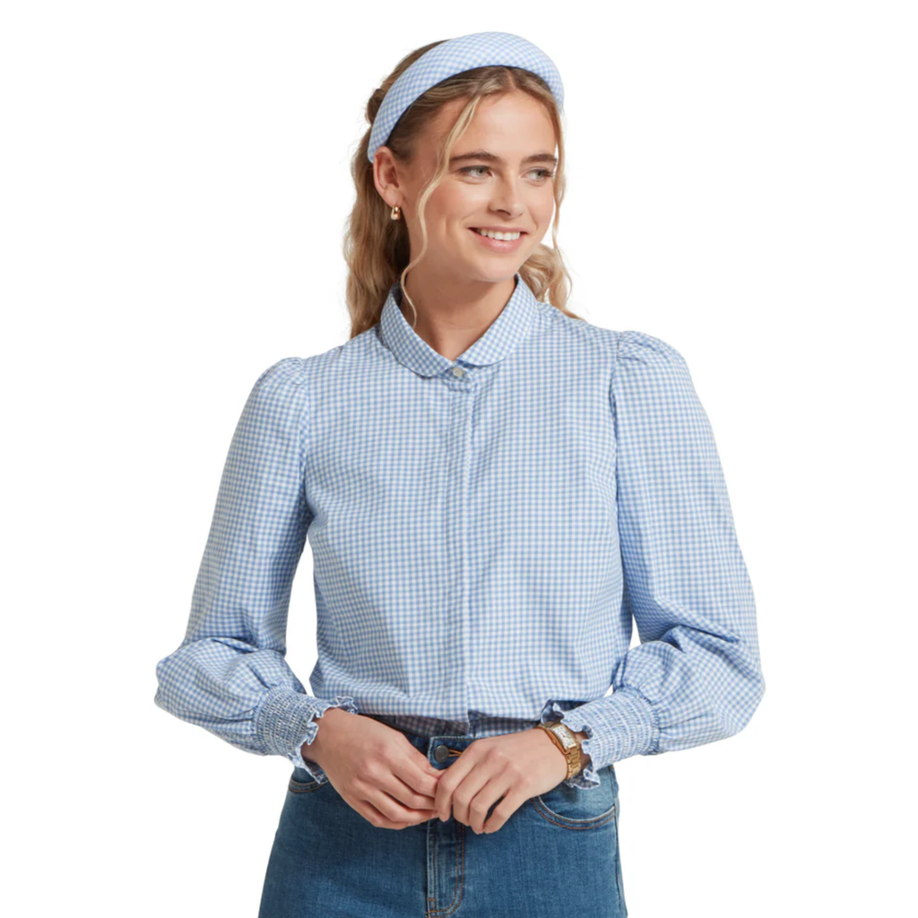 Schoffel Ladies Flora Gingham Shirt - Denim Blue