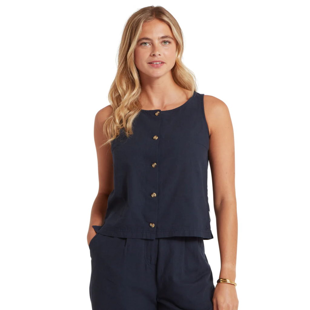 Schoffel Ladies Elsworth Linen Top - Navy