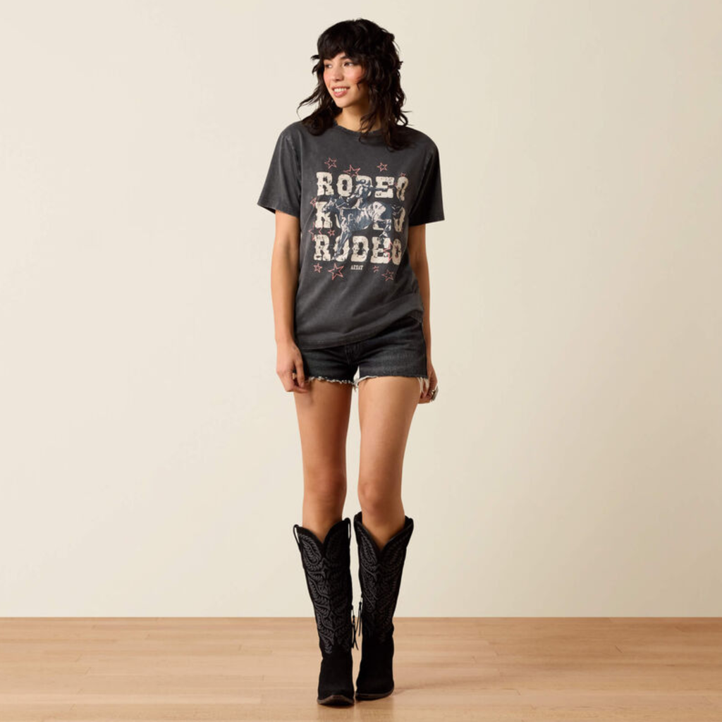 Ariat Ladies Star Spangled Rodeo T-Shirt - Charcoal Mineral Wash