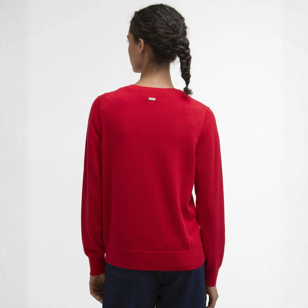 Barbour Ladies Oakley Knitted Crew Neck Jumper - Poppy Red
