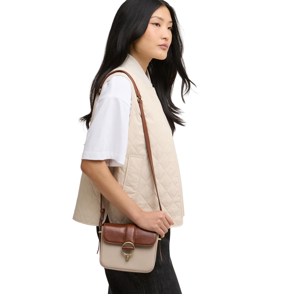 Barbour Mini Rosa Leather Crossbody Bag - Pebbled Pink/Brown