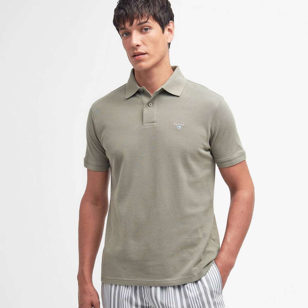 Barbour Mens Original Sports Tailored Polo Shirt - Dusty Green