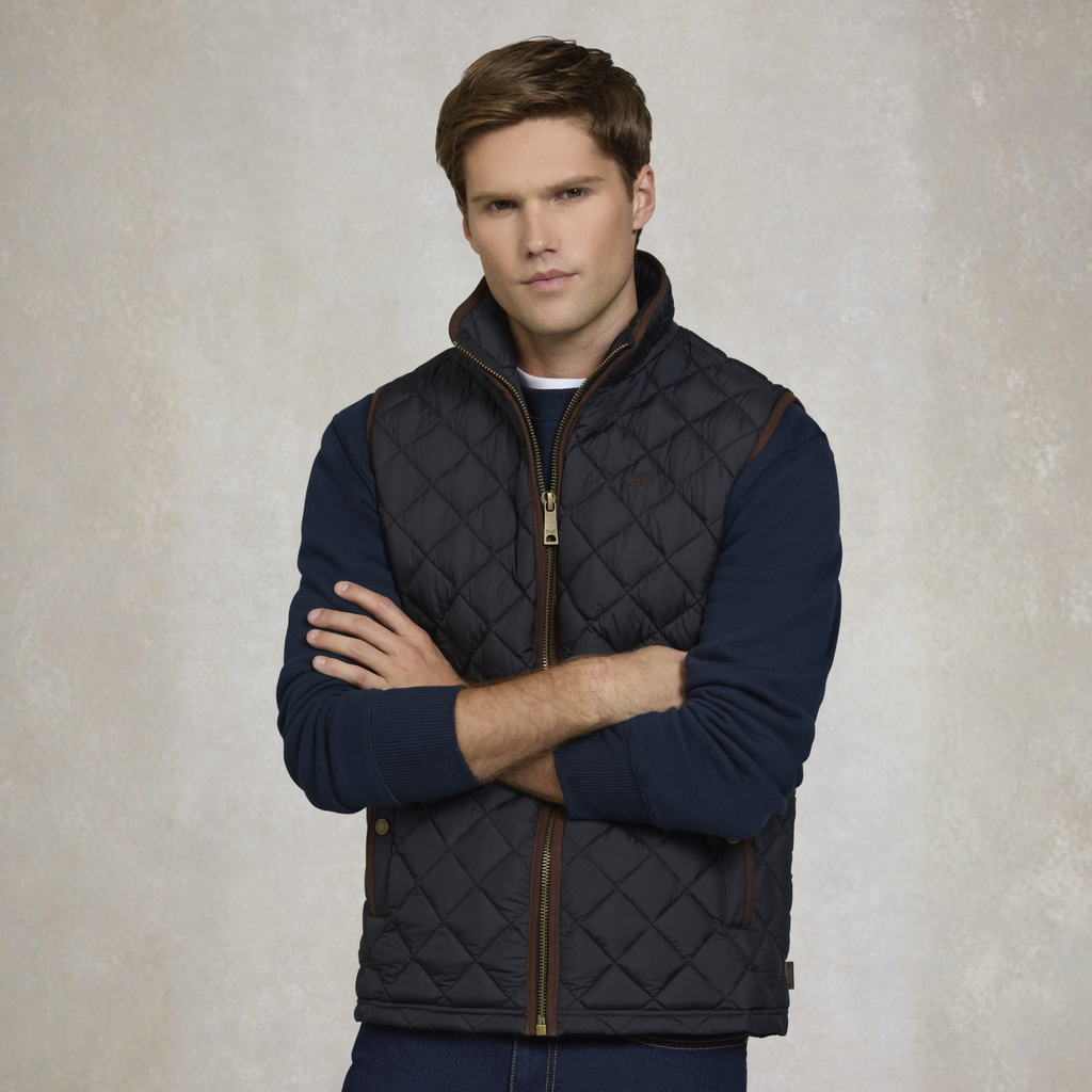 Holland Cooper Mens Country Quilted Gilet - Ink Navy