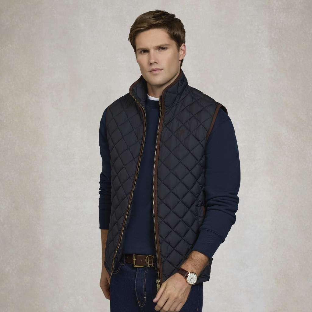 Holland Cooper Mens Country Quilted Gilet - Ink Navy