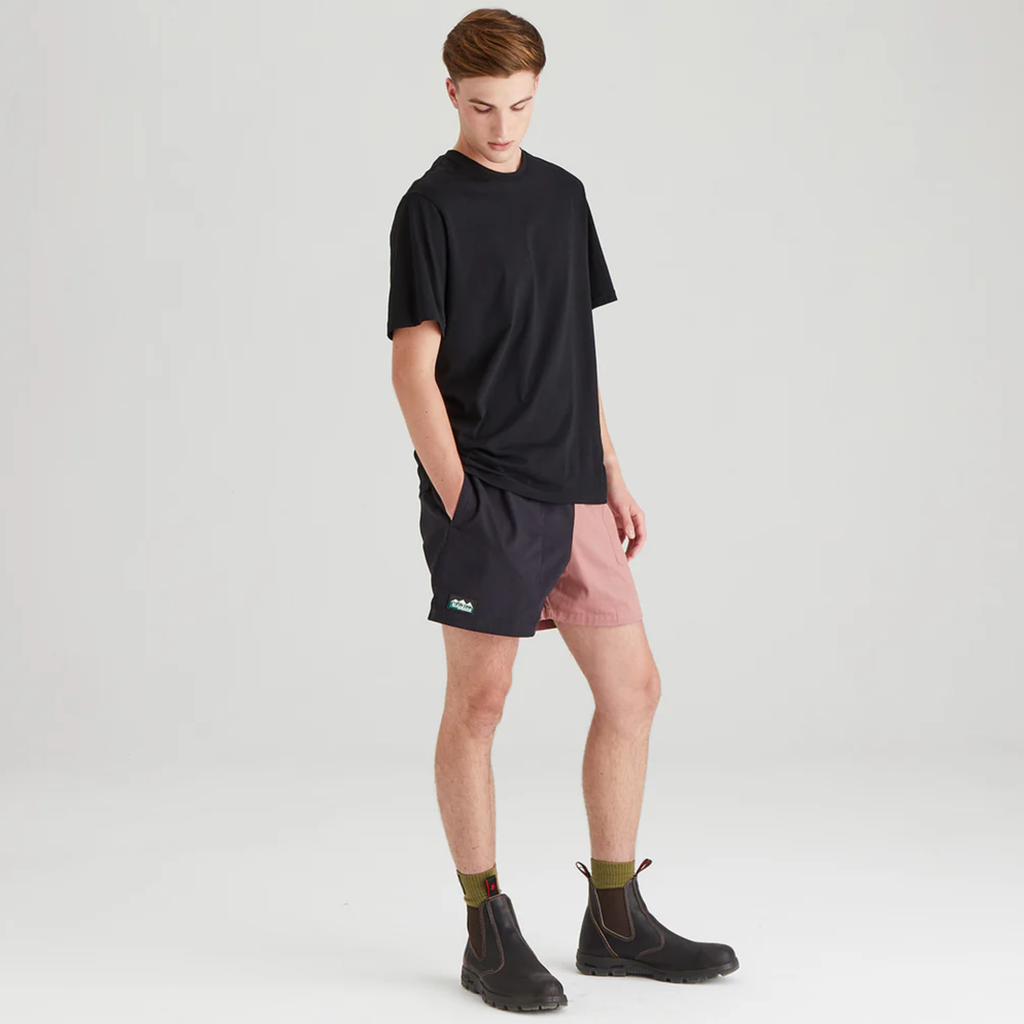Ridgeline Mens Hose Down Short - Black/Dusky Pink