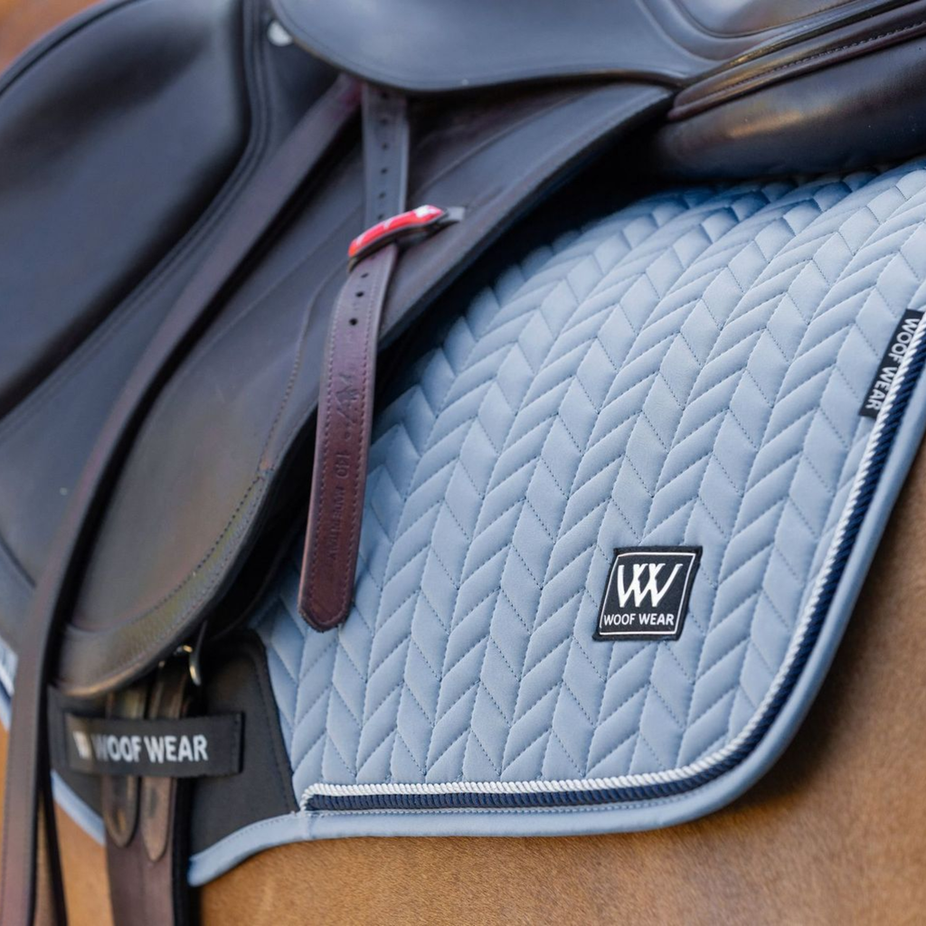 Woof Wear Herringbone Close Contact Saddle Pad - Steel Blue