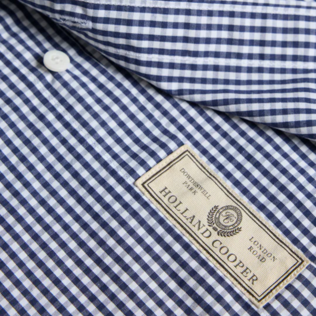 Holland Cooper Mens Slim Fit Button Down Shirt - Navy Gingham