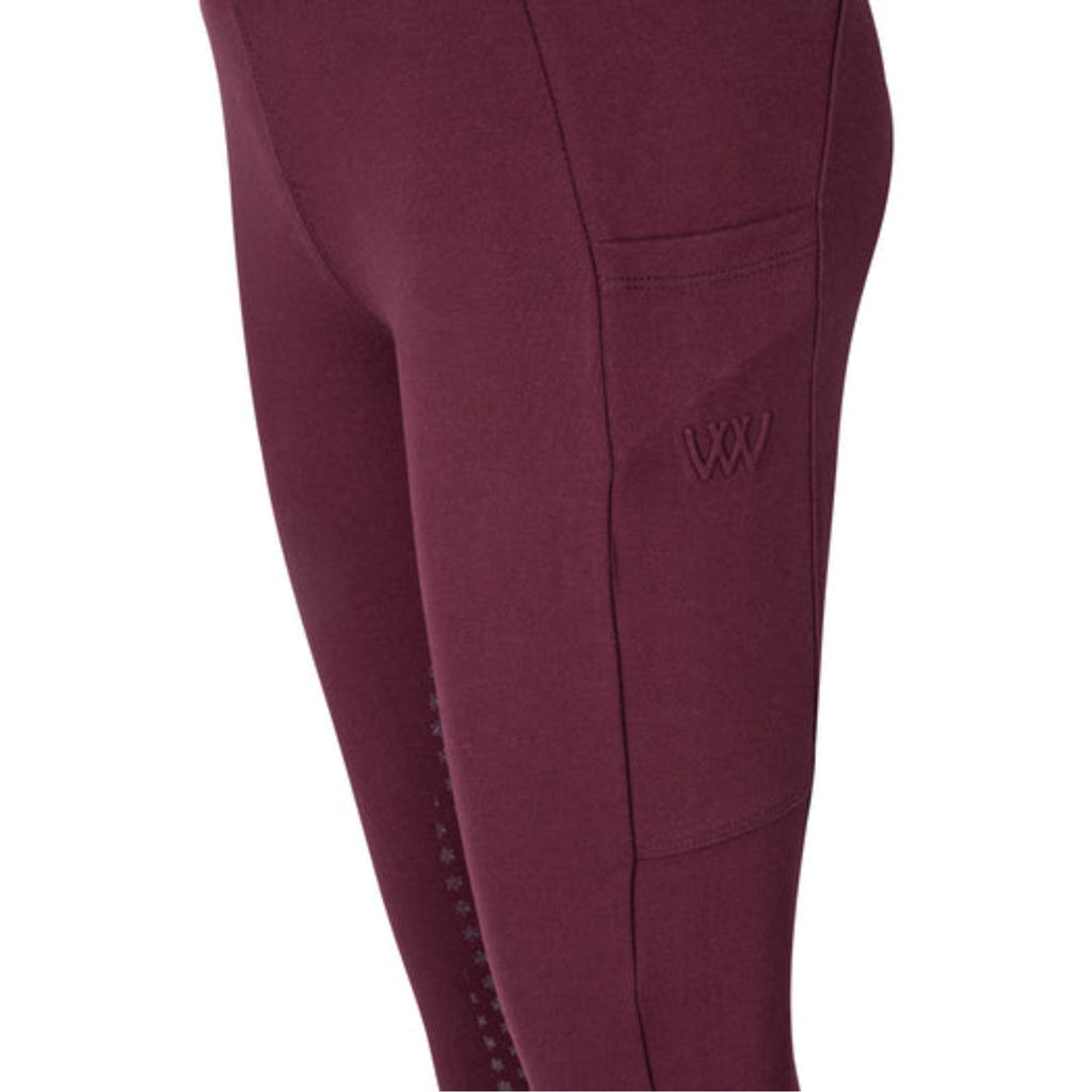 Woof Wear Ladies Full Seat Winter Riding Tights - Plum