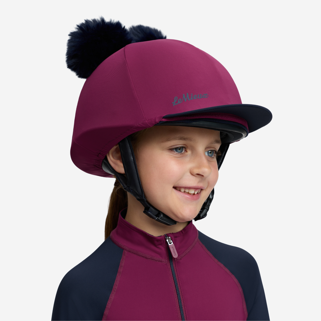 LeMieux Mini Double Pom Hat Silk - Blackberry