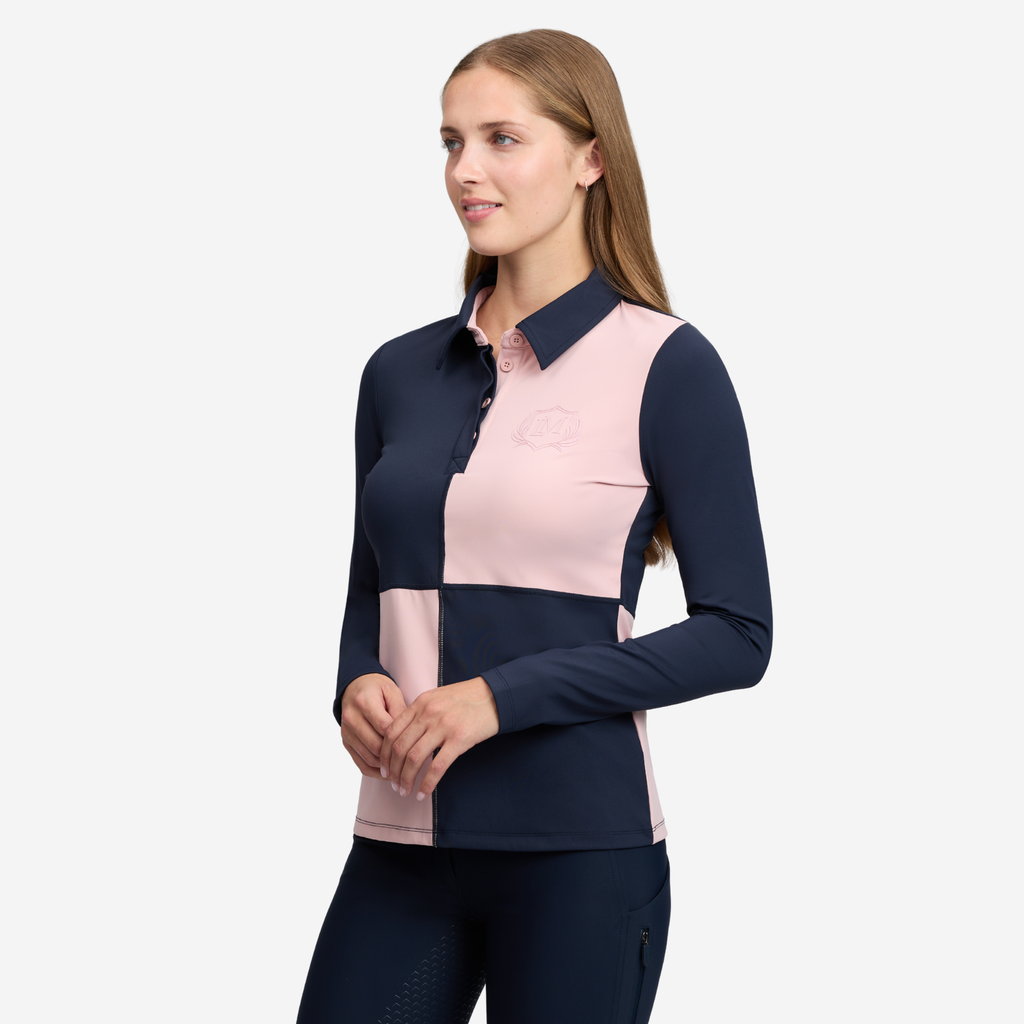 LeMieux Harlequin Rugby Shirt Base Layer - Petal/Navy