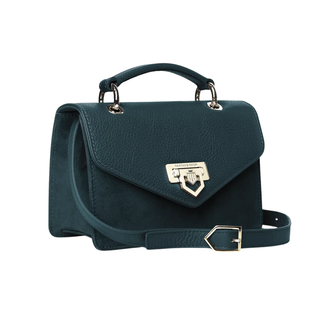 Fairfax & Favor Loxley Mini Cross Body Bag - Teal Suede