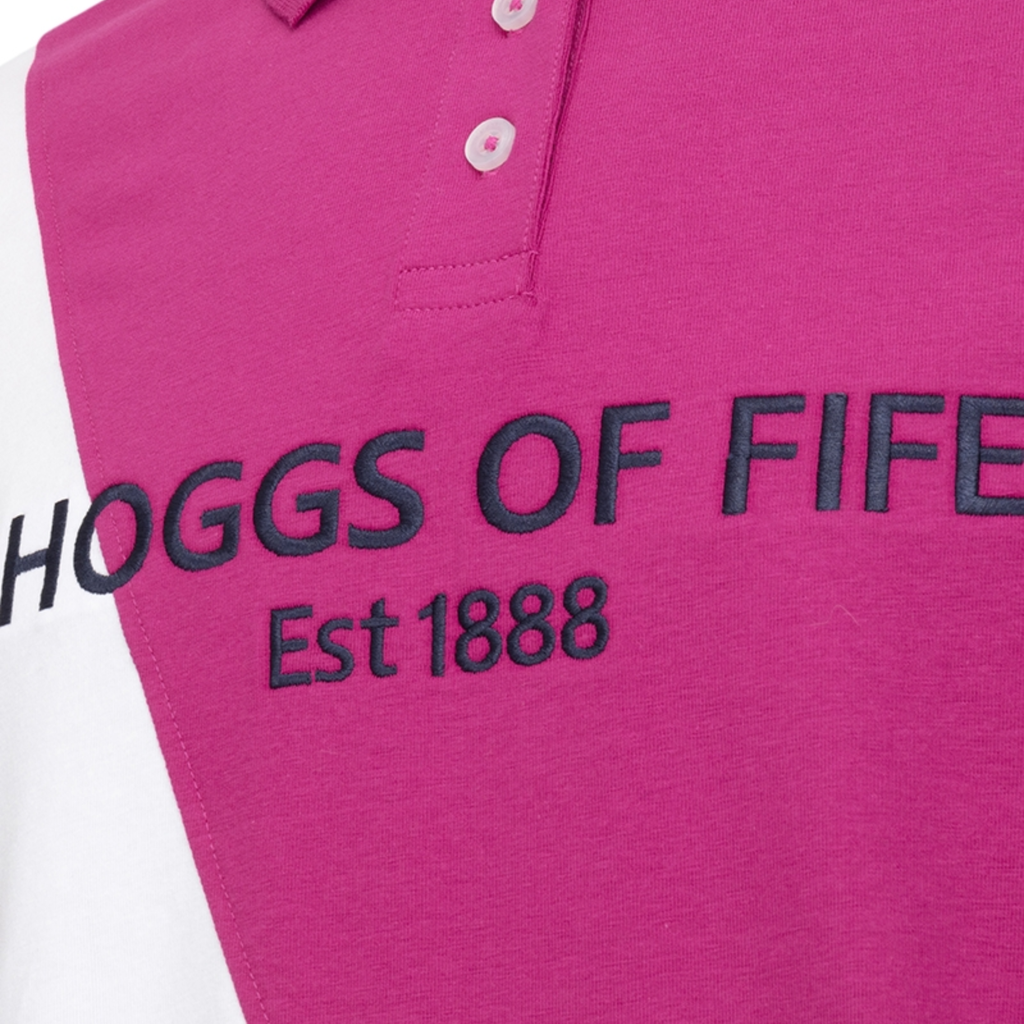 Hoggs of Fife Ladies Abbey Sash Jersey Polo - Berry/Navy