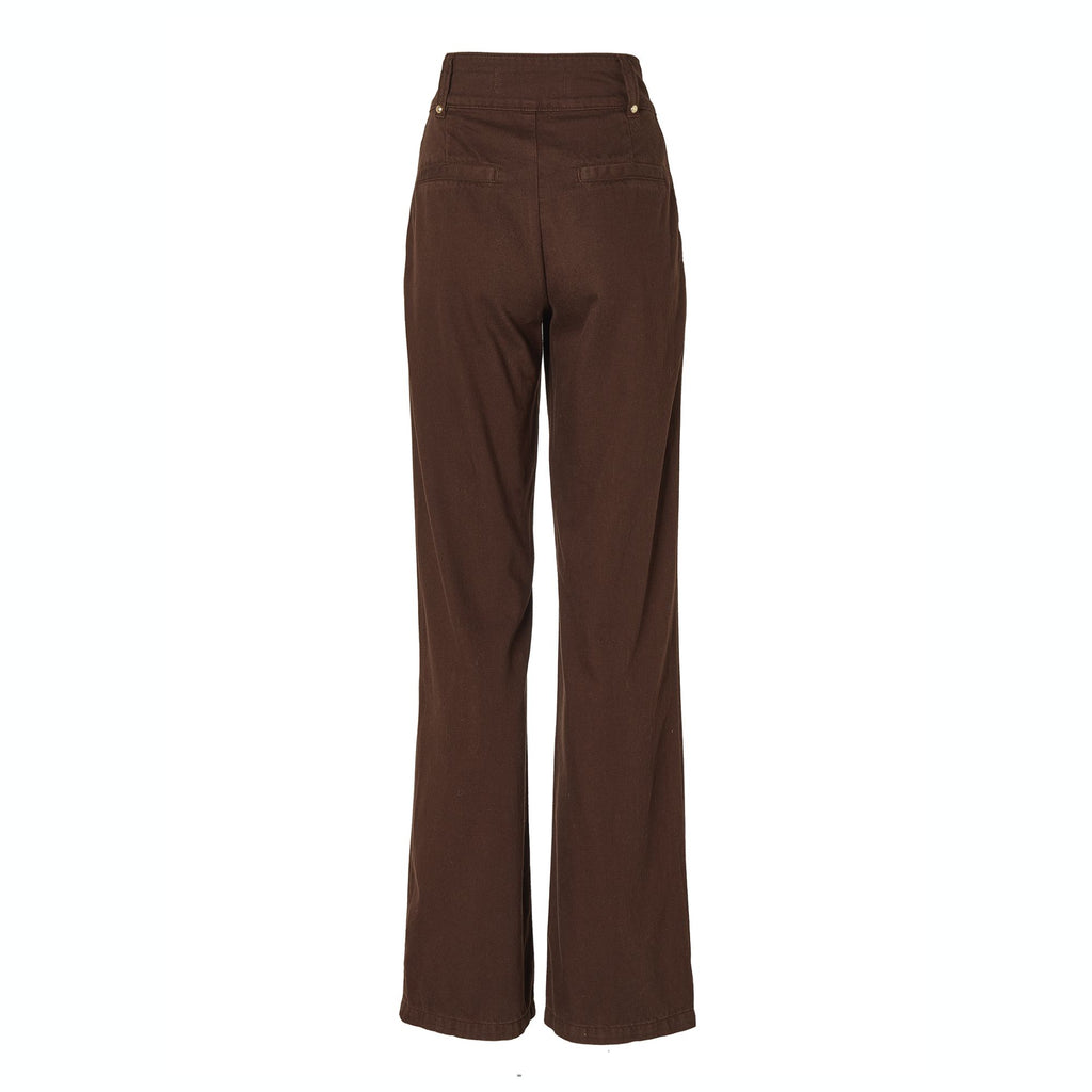 Holland Cooper Ladies Tailored Wide Leg Jean - Chocolate