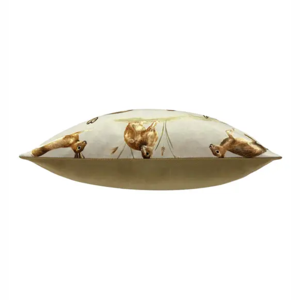 Evans Lichfield Country Running Hares Cushion - Taupe