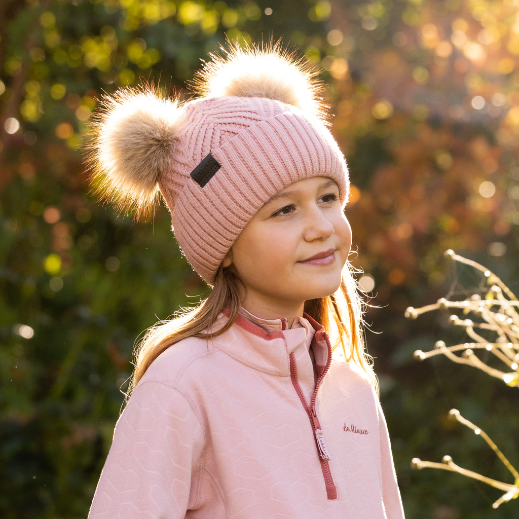 LeMieux Mini Double Pom Beanie - Petal