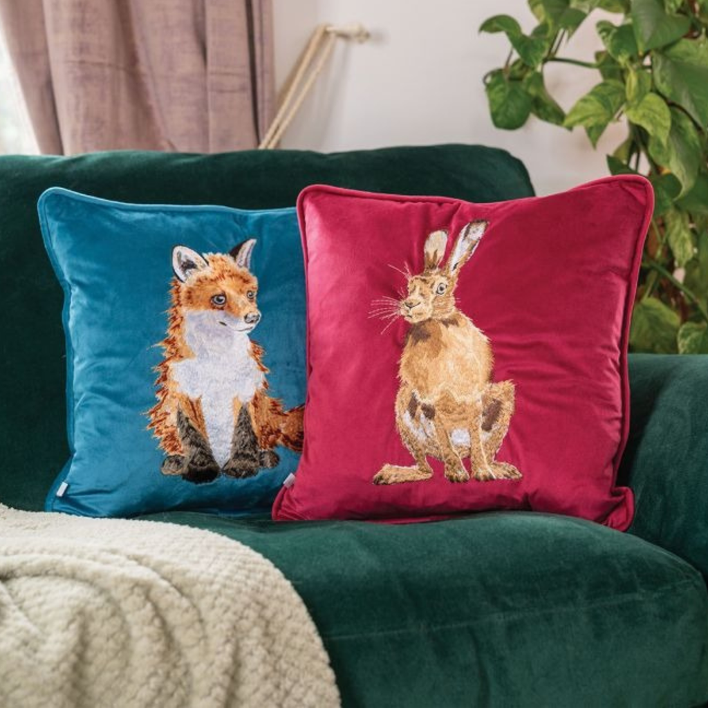 Wrendale Fox Embroidered Cushion - Daydreamer