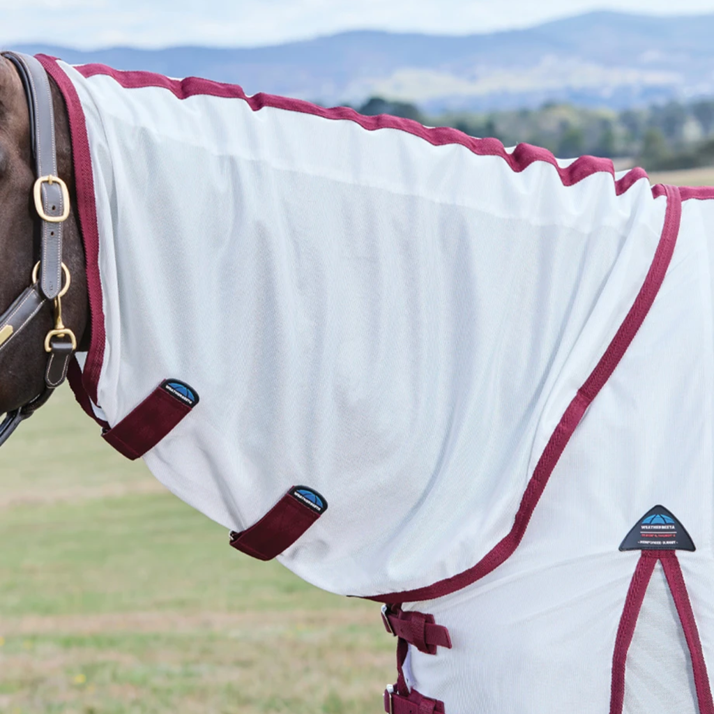 Weatherbeeta Comfitec Essential Fly Sheet Combo - White/Burgundy