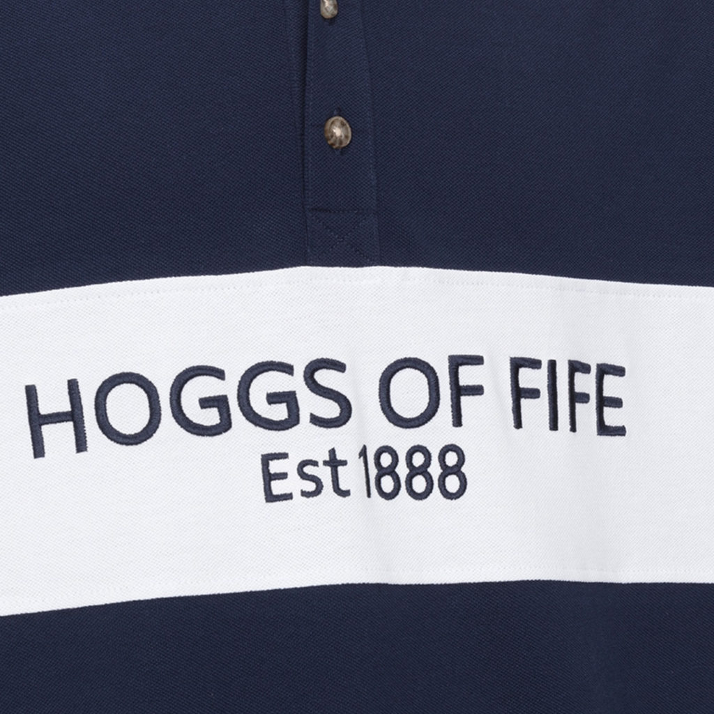 Hoggs of Fife Mens Stewart Block Pique Polo Shirt - Navy