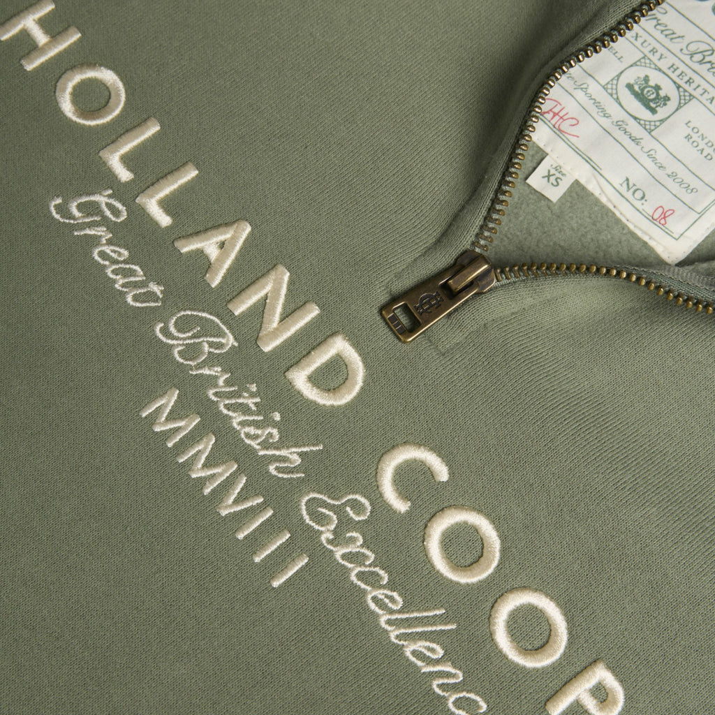 Holland Cooper Ladies Sporting Goods Zip Henley - Sage