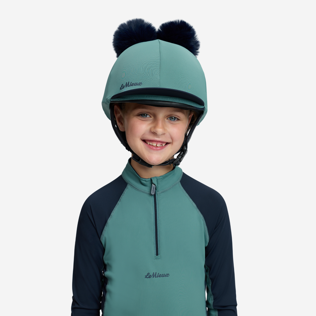 LeMieux Mini Double Pom Hat Silk - Navy/Aloe
