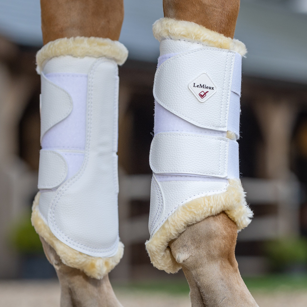 LeMieux Fleece Lined Brushing Boots - White/Natural