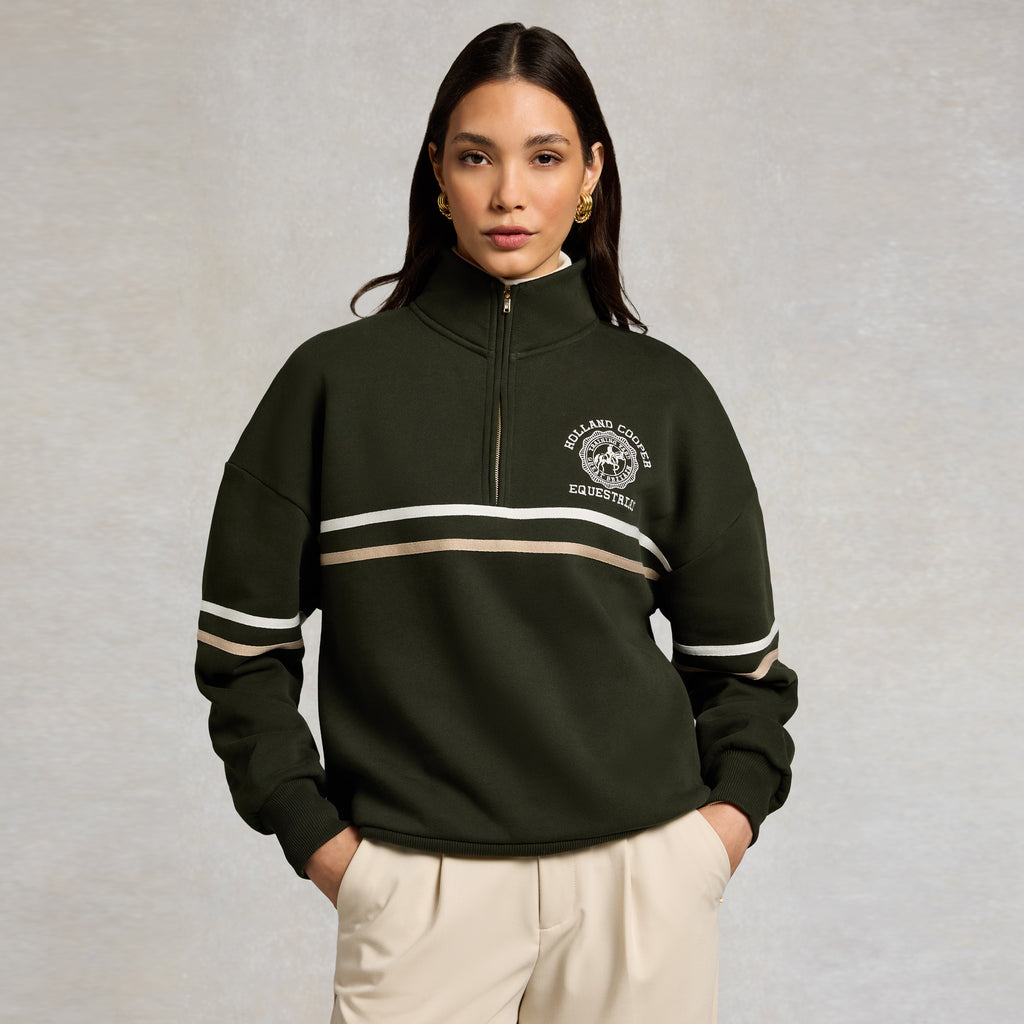 Holland Cooper Ladies Roan Quarter Zip - Spruce Green