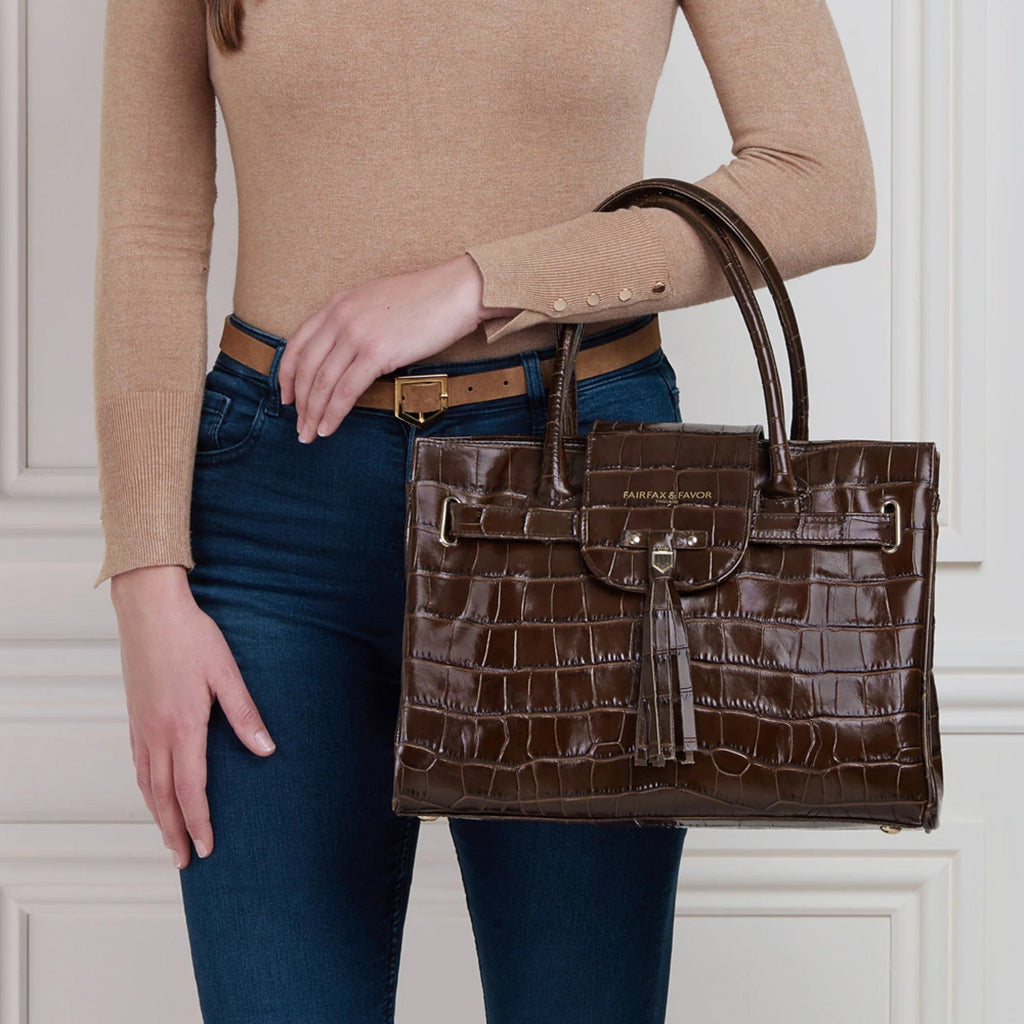 Fairfax and Favor Windsor Leather Handbag - Conker Leather