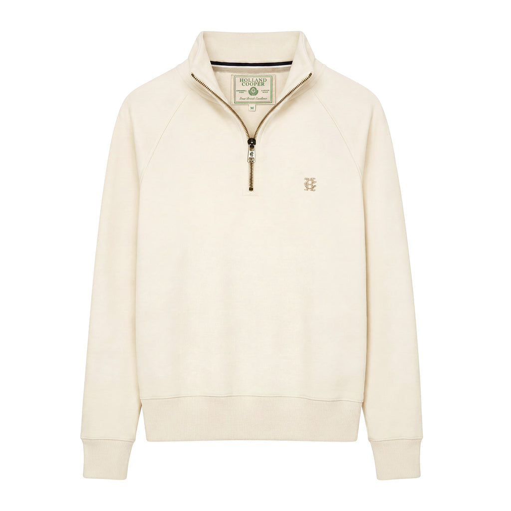Holland Cooper Ladies Burford Quarter Zip Neck Sweat - Ecru