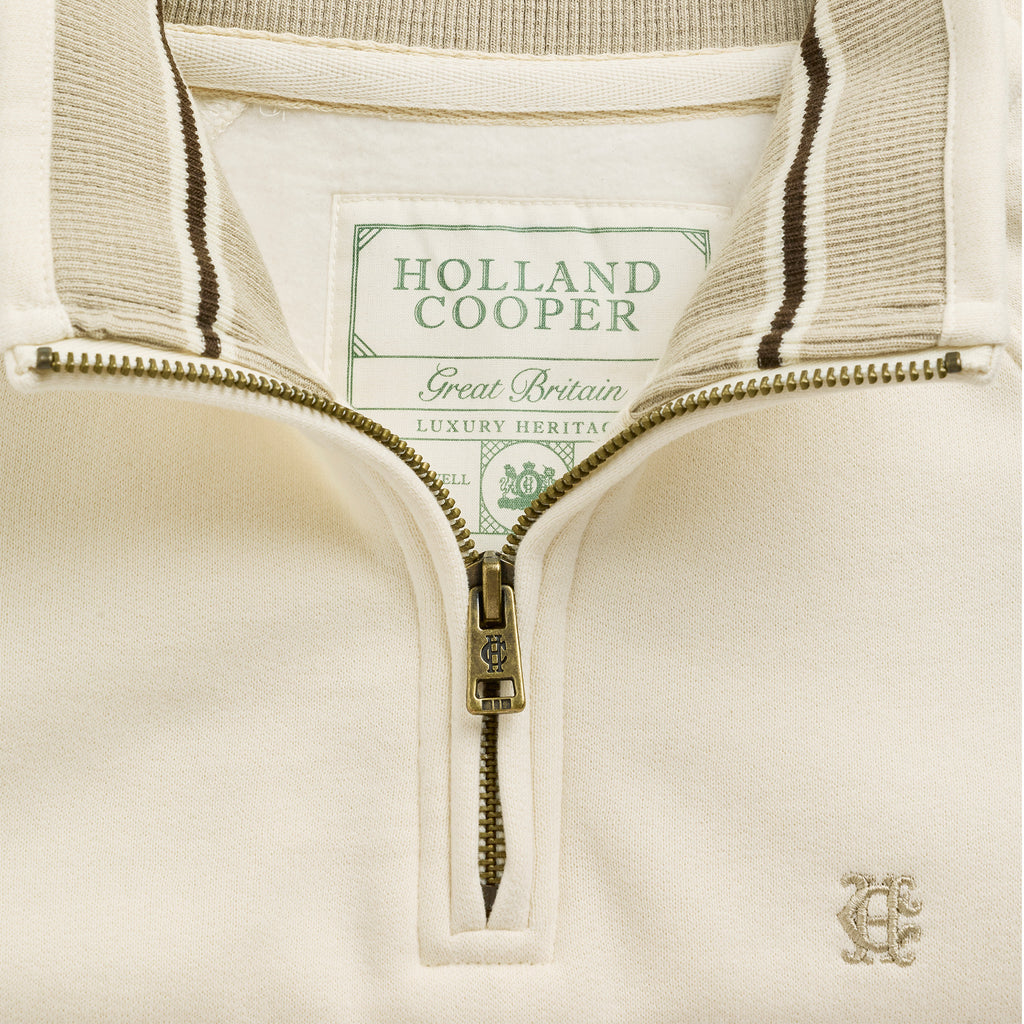 Holland Cooper Ladies Burford Quarter Zip Neck Sweat - Ecru