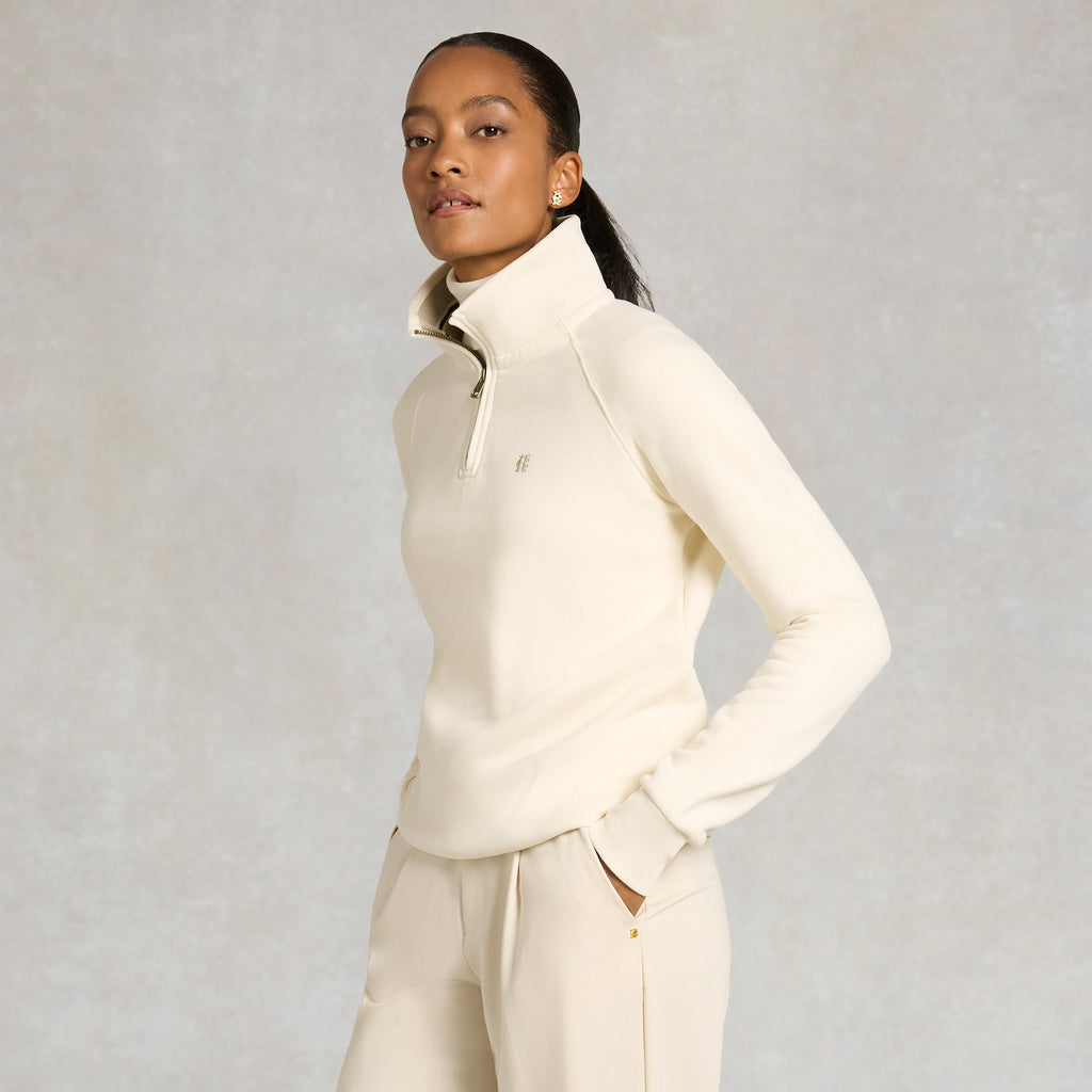 Holland Cooper Ladies Burford Quarter Zip Neck Sweat - Ecru
