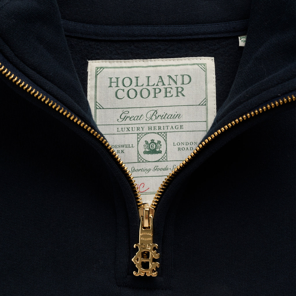 Holland Cooper Ladies Essential Relaxed Quarter Zip Sweat - Ink Navy