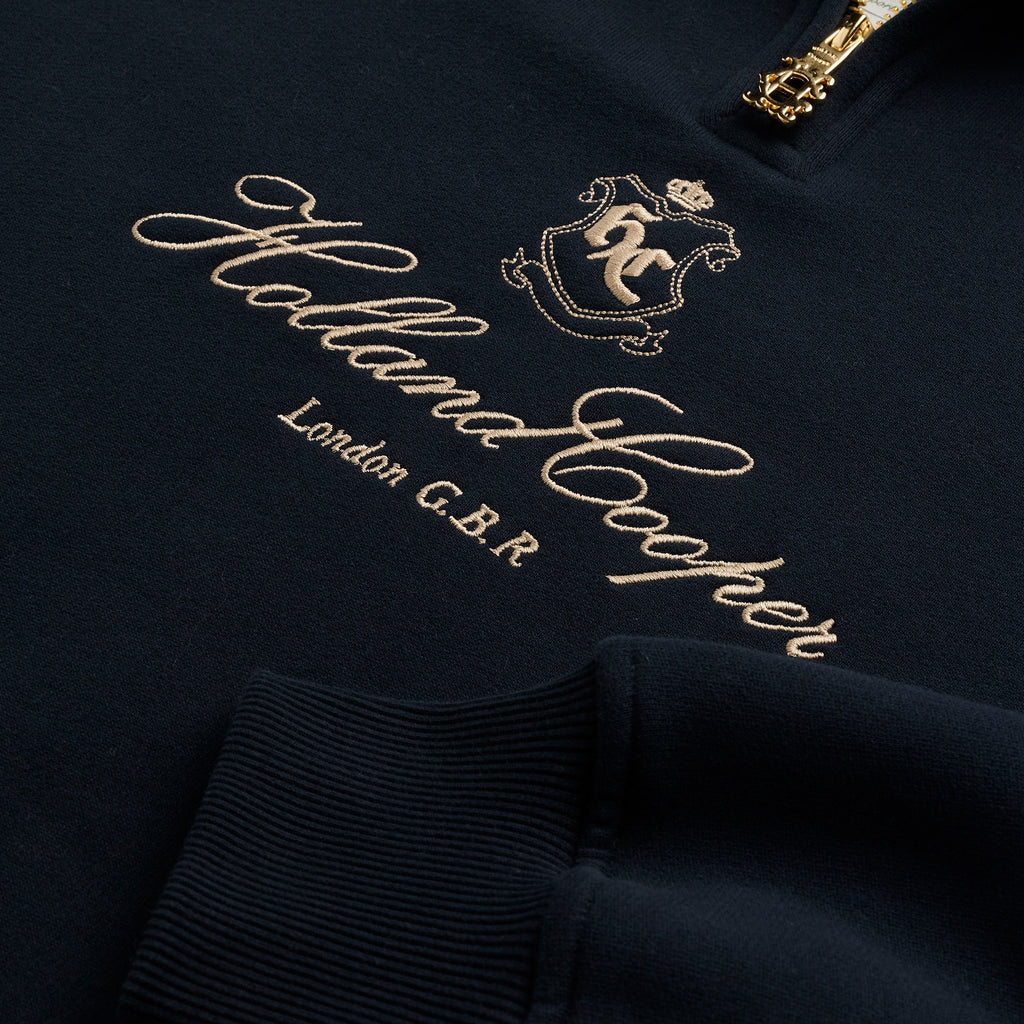 Holland Cooper Ladies Essential Relaxed Quarter Zip Sweat - Ink Navy