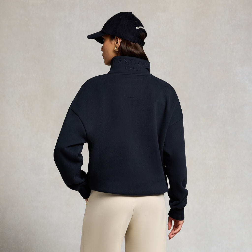 Holland Cooper Ladies Essential Relaxed Quarter Zip Sweat - Ink Navy