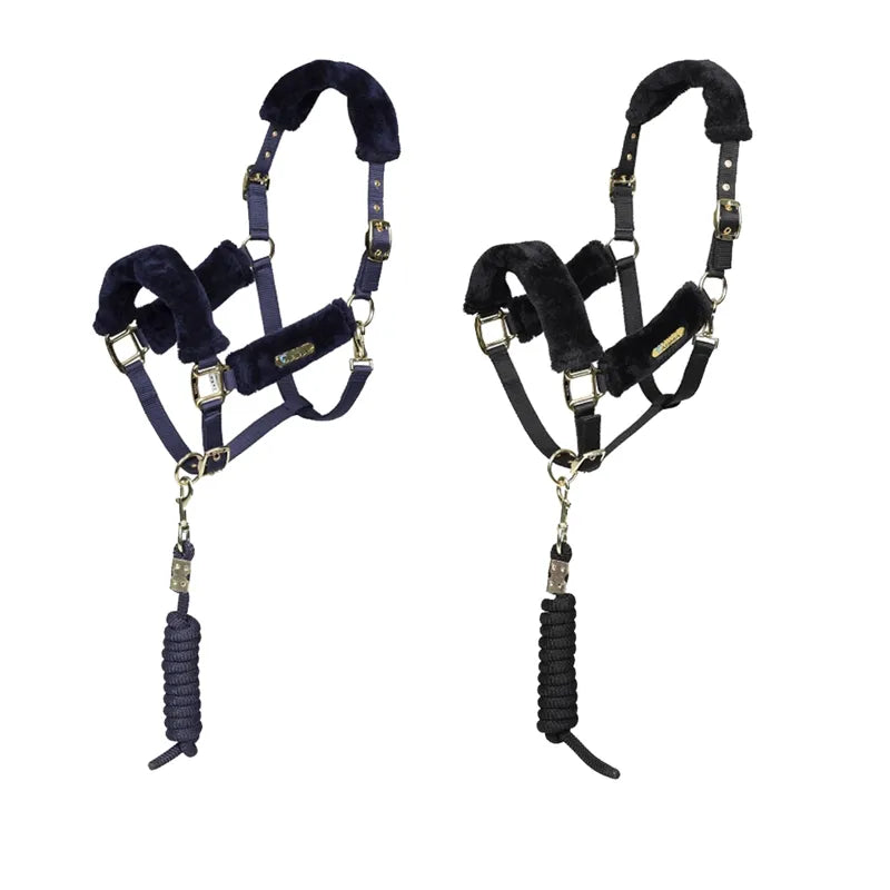 ARMA Faux Fur Headcollar and Lead Rope - Navy