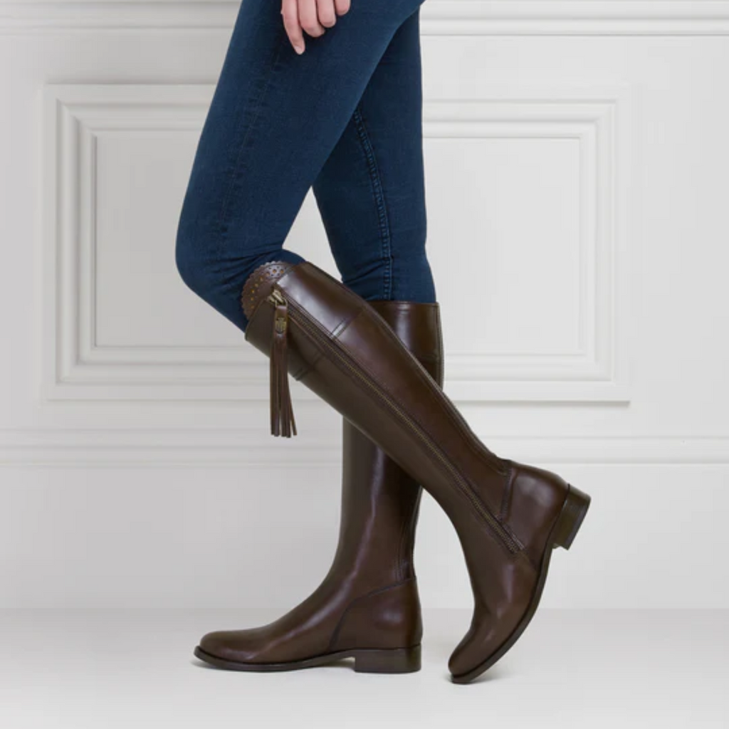Fairfax and Favor Flat Regina Leather Boot - Mahogany