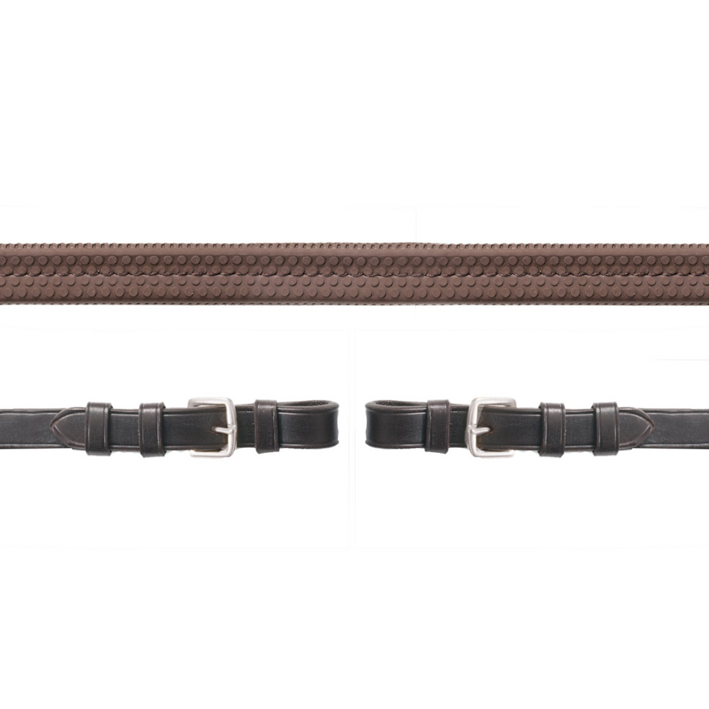 Schockemohle Buckle Rubber Reins - Brown