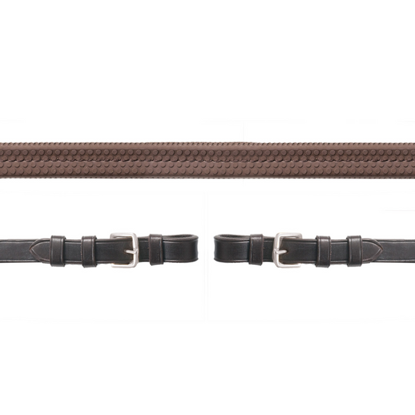 Schockemohle Buckle Rubber Reins - Brown