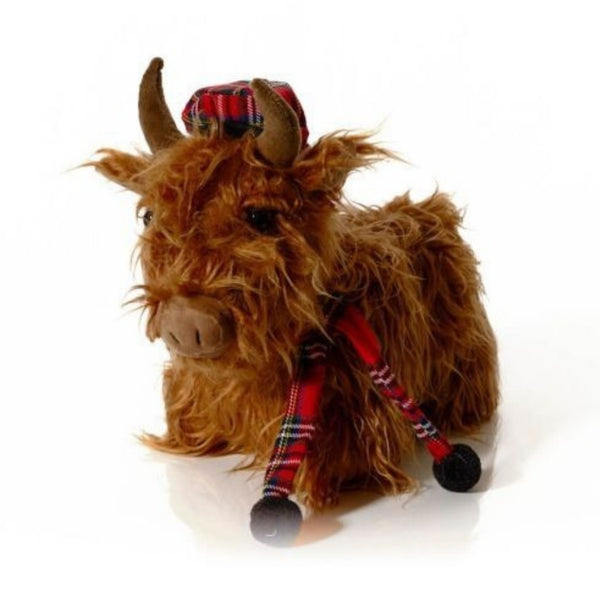 Langs Christmas Highland Cow with Scarf and Hat Plush Doorstop