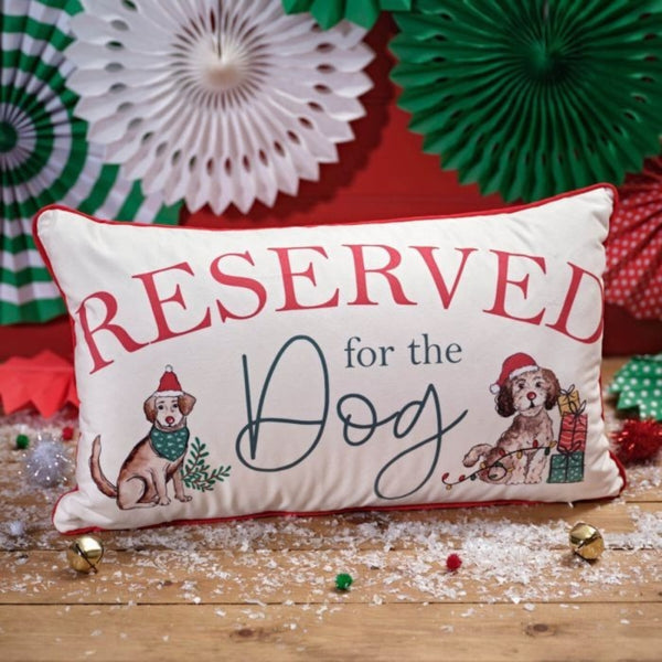 Langs Furry and Festive Reserved For The Dog Velour Cushion