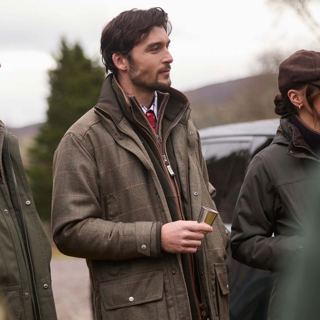 Schoffel Mens Ptarmigan Tweed Classic Coat - Lochlane Tweed