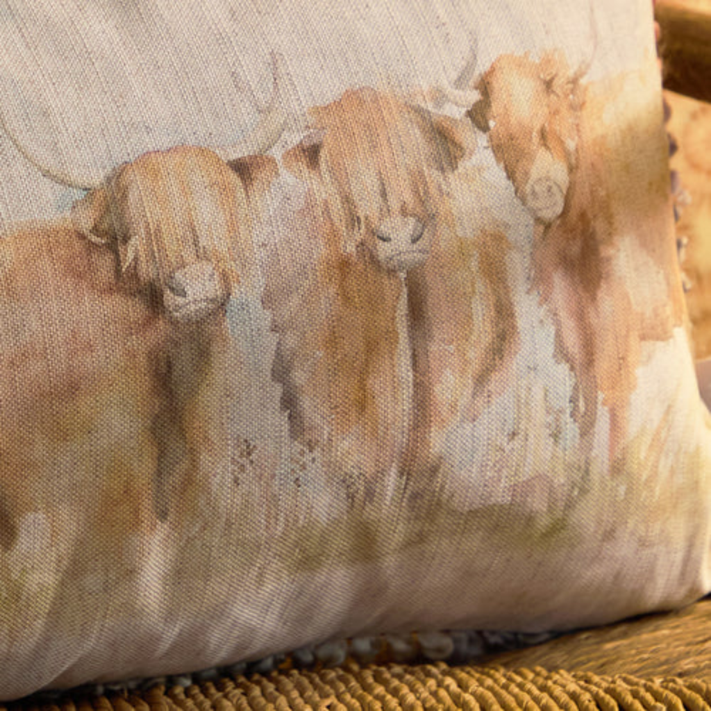 Voyage Maison Highland Cattle Printed Cushion - Natural