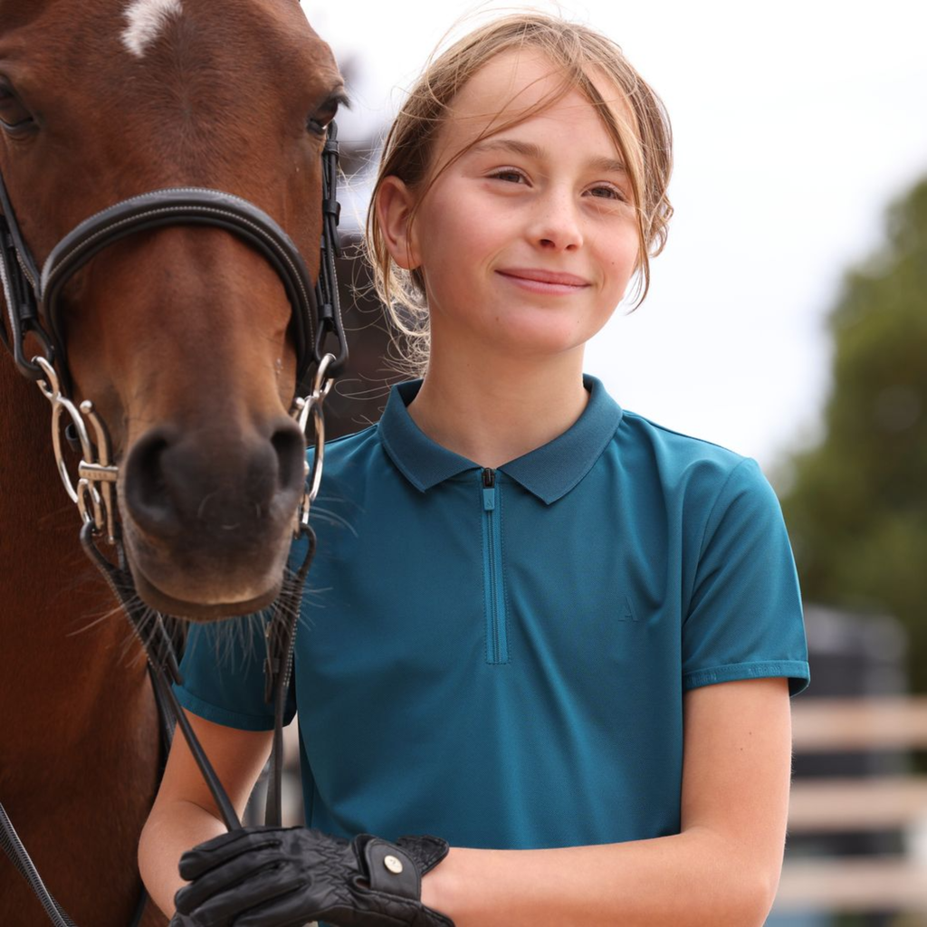 Aubrion React Young Rider Tech Polo -  Kingfisher