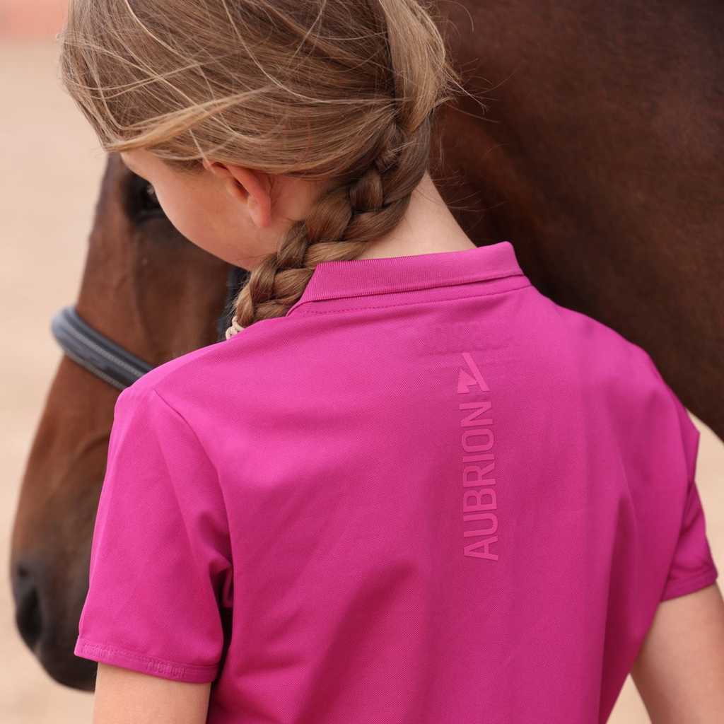 Aubrion React Young Rider Tech Polo - Fuchsia