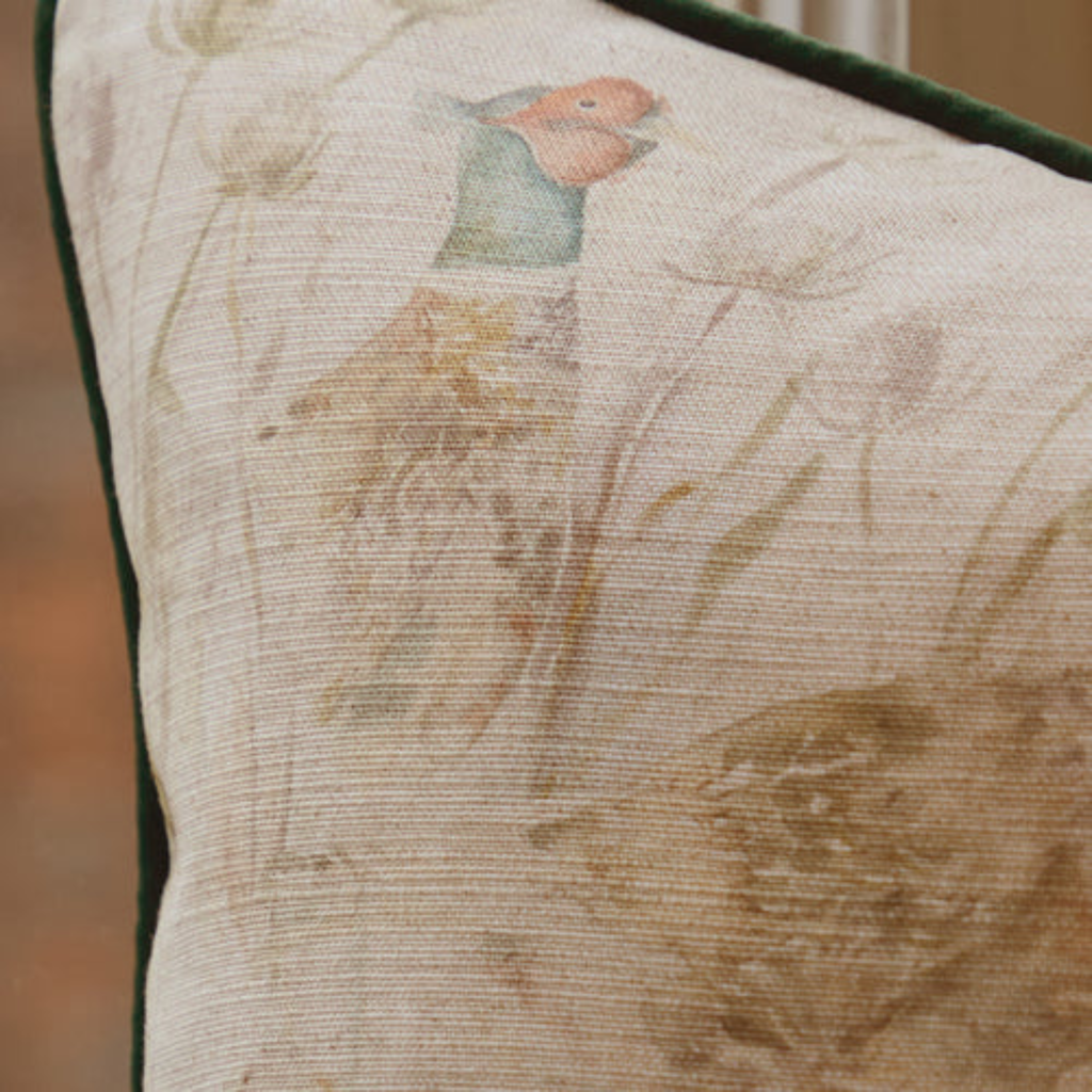 Voyage Maison Bowmont Pheasant Printed Piped Cushion - Natural