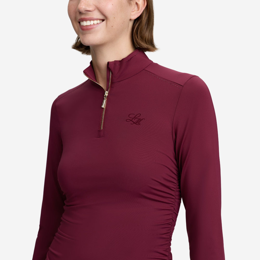 LeMieux Ladies Lustre Ruched Base Layer - Garnet