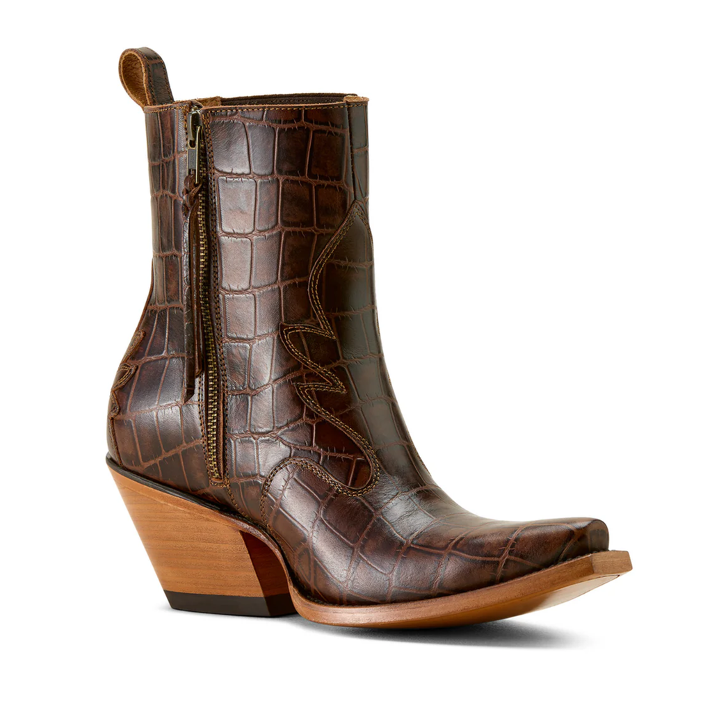 Ariat Ladies Jade Luxe Espresso Western Boot - Croc Print